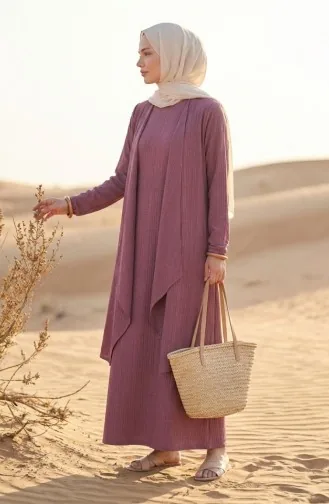 Ensemble Deux Pièces Robe Et Gilet 6527-03 Rose 6527-03