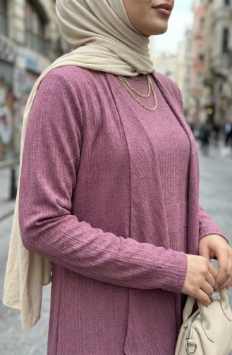 Dress And Vest Two-Piece Set 6527-03 Rose Pink 6527-03