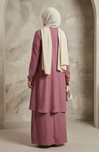 Ensemble Deux Pièces Robe Et Gilet 6527-03 Rose 6527-03