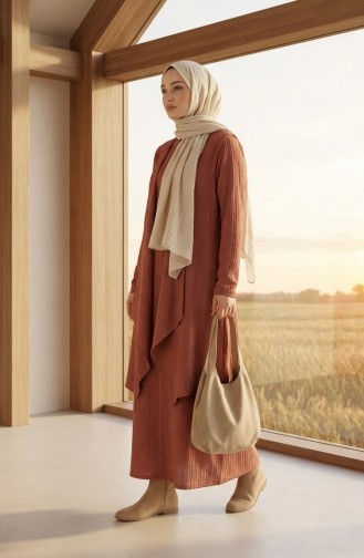 Dress And Vest Two-Piece Set 6527-04 Tan 6527-04