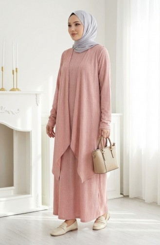 Dress And Vest Two-Piece Set 6527-07 Powder Pink 6527-07