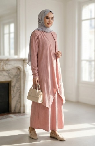 Dress And Vest Two-Piece Set 6527-07 Powder Pink 6527-07