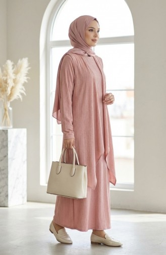 Dress And Vest Two-Piece Set 6527-07 Powder Pink 6527-07