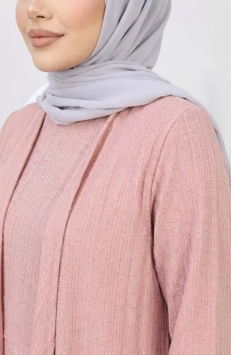 Ensemble Deux Pièces Robe Et Gilet 6527-07 Rose Poudré 6527-07