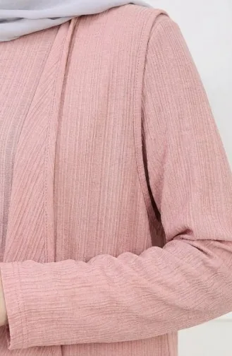 Ensemble Deux Pièces Robe Et Gilet 6527-07 Rose Poudré 6527-07