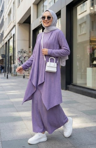 Ensemble Deux Pièces Robe Et Gilet 6527-08 Lilas 6527-08