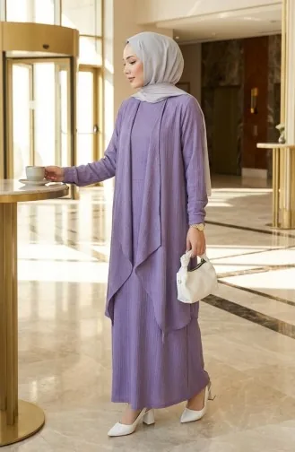 Ensemble Deux Pièces Robe Et Gilet 6527-08 Lilas 6527-08