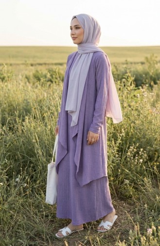 Ensemble Deux Pièces Robe Et Gilet 6527-08 Lilas 6527-08