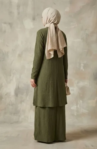 Dress And Vest Two-Piece Set 6527-10 Khaki Green 6527-10