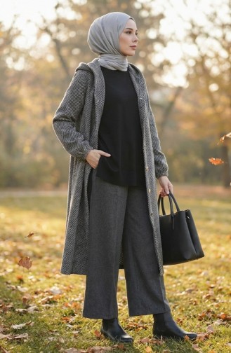 Kapüşonlu Düğmeli Kaşe Kap 0201-03 Vizon 0201-03