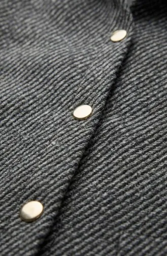 Kapüşonlu Düğmeli Kaşe Kap 0201-03 Vizon