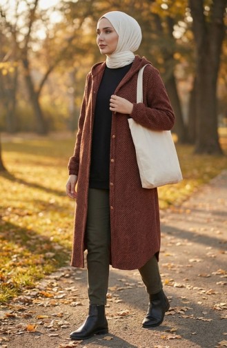 Hooded Buttoned Cashmere Coat 0201-09 Tile 0201-09