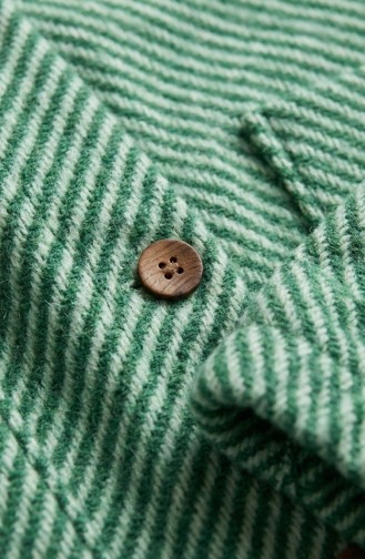 معطف كشمير بغطاء رأس وأزرار 0201-18 أخضر 0201-18