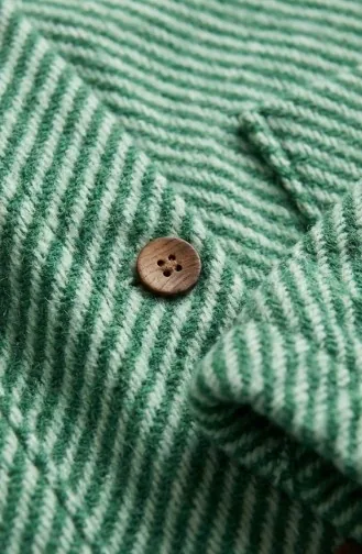 Manteau En Cachemire à Capuche Et Boutons 0201-18 Vert 0201-18