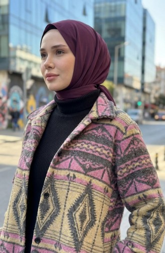 Etnik Desenli Düğmeli Mevsimlik Kap 2500-02 Gül Kurusu Sarı