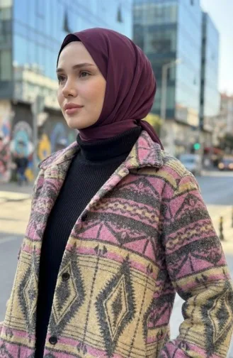 Etnik Desenli Düğmeli Mevsimlik Kap 2500-02 Gül Kurusu Sarı