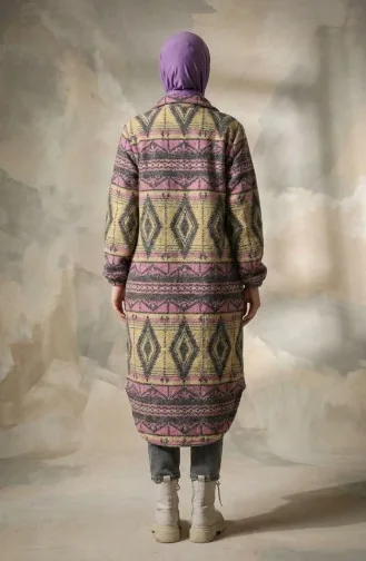 Etnik Desenli Düğmeli Mevsimlik Kap 2500-02 Gül Kurusu Sarı