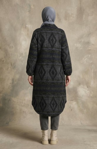 Etnik Desenli Düğmeli Mevsimlik Kap 2500-05 Haki Antrasit
