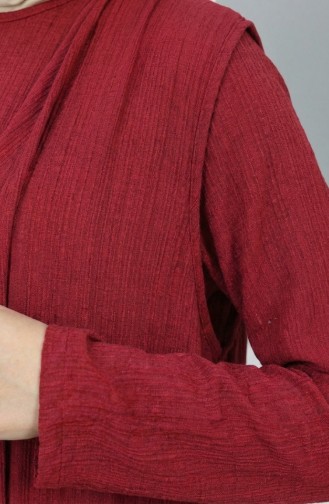 Elbise Yelek ikili Takım 6527-01 Bordo