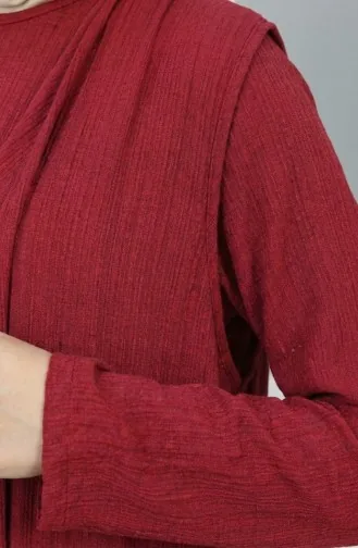 Elbise Yelek ikili Takım 6527-01 Bordo