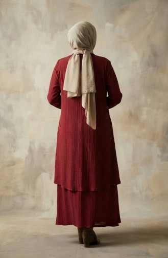 Elbise Yelek ikili Takım 6527-01 Bordo