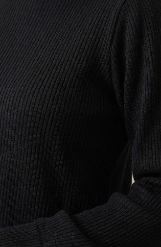 Geplooide Hijabjurk Met Geplooide Details 2187-02 Zwart 2187-02