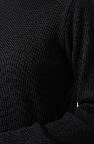 Geplooide Hijabjurk Met Geplooide Details 2187-02 Zwart 2187-02