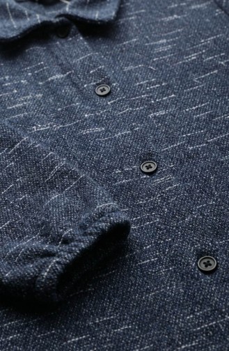 Gömlek Yaka Boydan Düğmeli Kışlık Tunik 2501A-02 İndigo