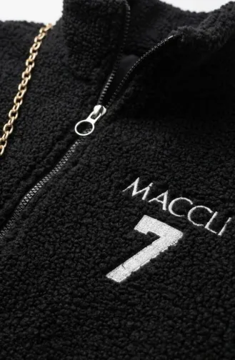 Plüschjacke Mit Reißverschlusstasche 6338-01 Schwarz 6338-01