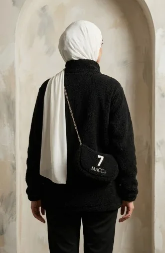 Plüschjacke Mit Reißverschlusstasche 6338-01 Schwarz 6338-01