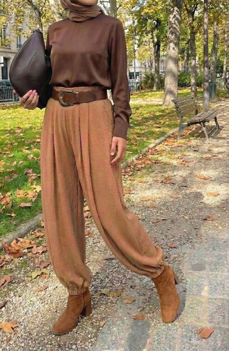 Elastic Waist Shalwar Trousers 0001-06 Tan 0001-06