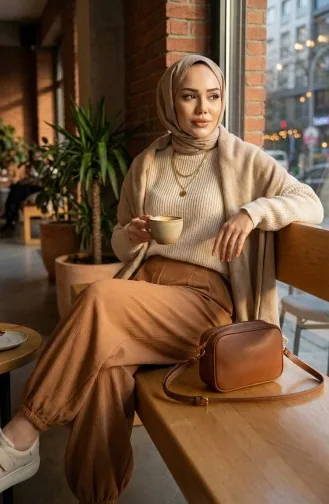 Shalwar Hose Mit Elastischem Bund 0001-06 Hellbraun 0001-06