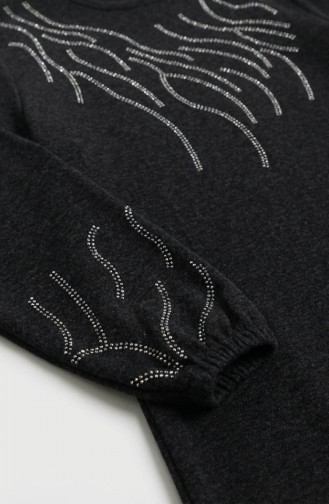 Strickkleid Mit Winter-Steinmuster Hijab-Stil Modell 2194A-01 Khaki 2194A-01