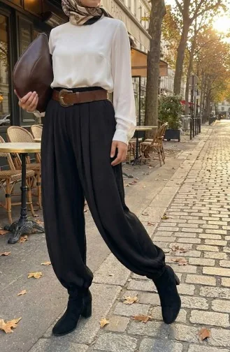 Shalwar Hose Mit Elastischem Bund 0001-01 Schwarz 0001-01