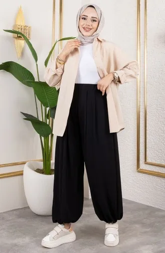 Shalwar Hose Mit Elastischem Bund 0001-01 Schwarz 0001-01