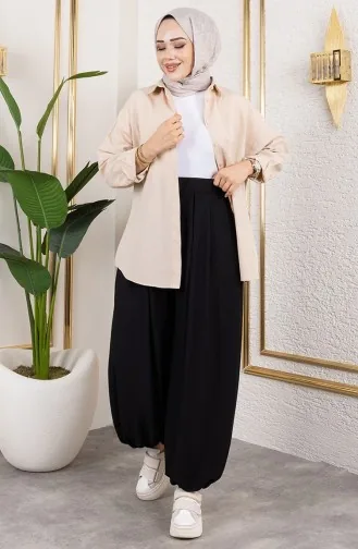 Shalwar Hose Mit Elastischem Bund 0001-01 Schwarz 0001-01