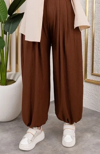 Elastic Waist Shalwar Trousers 0001-02 Brown 0001-02