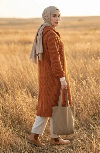 Kasjmier Jas Met Capuchon En Knopen 0201-08 Oranje 0201-08