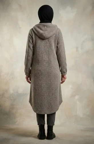 Hooded Buttoned Cashmere Coat 0201-12 Light Mink 0201-12