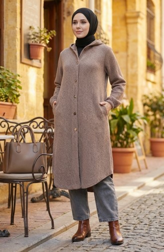 Kasjmier Jas Met Capuchon En Knopen 0201-13 Bruin 0201-13