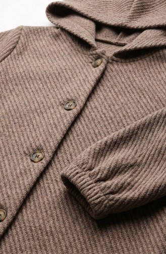 Hooded Buttoned Cashmere Coat 0201-16 Milk Coffee 0201-16