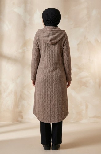 Hooded Buttoned Cashmere Coat 0201-16 Milk Coffee 0201-16