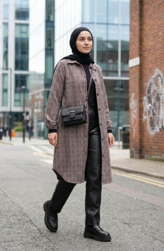 Overhemdkraag Knoopsluiting Wintertuniek 2501-01 Terracotta Zwart 2501-01