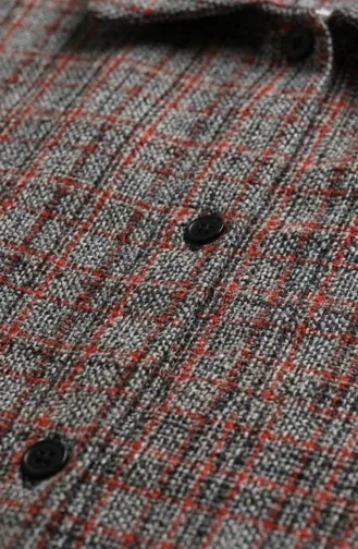 Shirt Collar Button-Down Winter Tunic 2501-01 Terracotta Black 2501-01