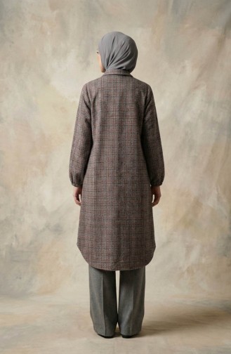 Overhemdkraag Knoopsluiting Wintertuniek 2501-01 Terracotta Zwart 2501-01