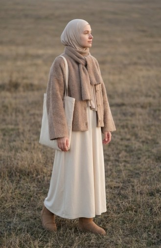 Buttoned Scarf Fur Coat 6341-02 Mink 6341-02