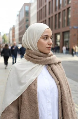 Düğmeli Atkılı Kürk Ceket 6341-02 Vizon