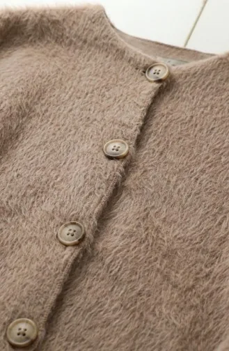 Düğmeli Atkılı Kürk Ceket 6341-02 Vizon