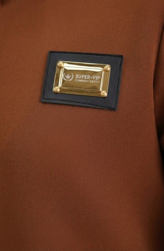 Arma Detaylı Fermuarlı Ferace 0229-02 Taba