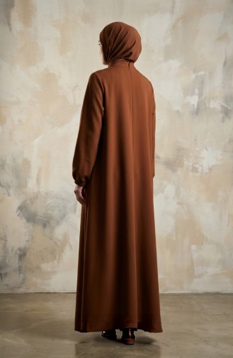 Arma Detaylı Fermuarlı Ferace 0229-02 Taba